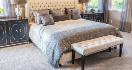 A bedroom that had new carpet installed.