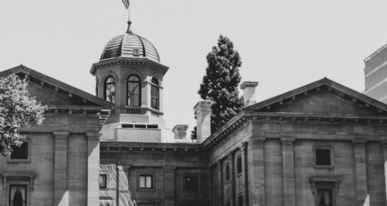 A courthouse were you can buy a house in foreclosure.