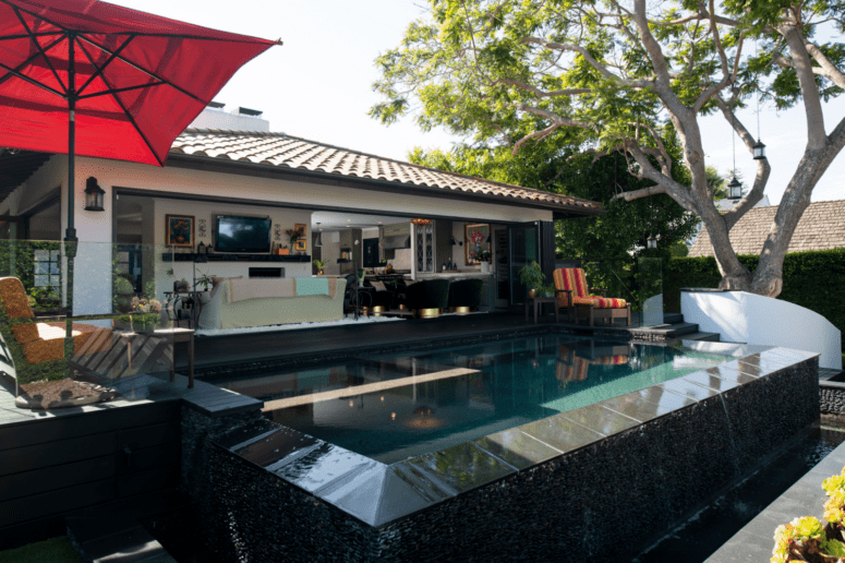 An image of a backyard to demonstrate backyard lighting ideas.