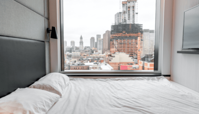 A bed in a co-op building that you can buy.