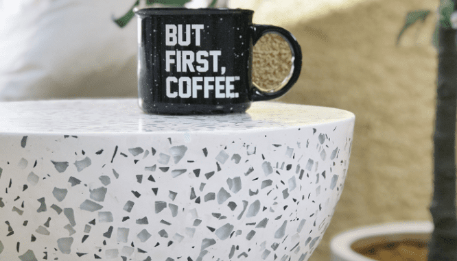 An image of a terrazzo table to demonstrate what terrazzo is.