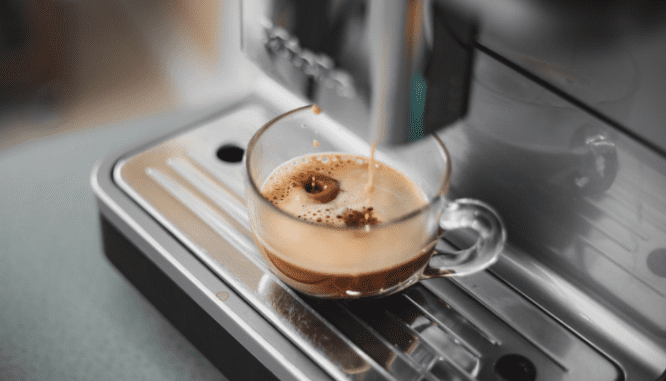 Coffee brews in a smart kitchen.