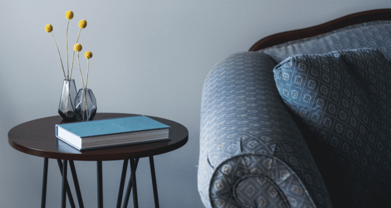 A couch that is in a home that was purchased with zero down payment.