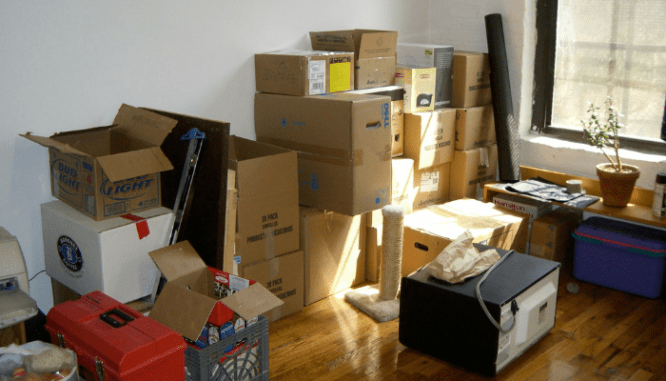 A room full of boxes that will be moved.
