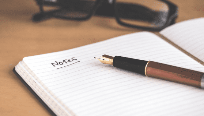 A notebook so a person can take notes when attending an open house without a realtor.