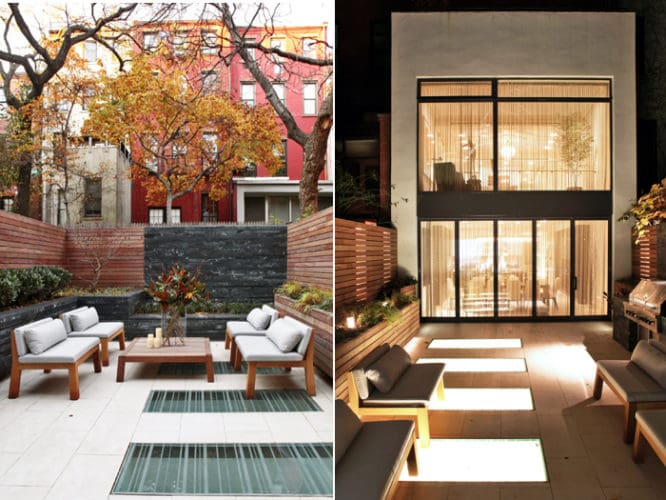 An outdoor deck that is functioning as a room.