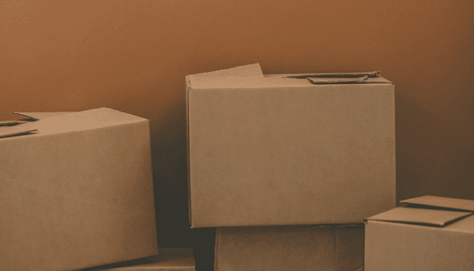 A set of moving boxes packed for your new home.