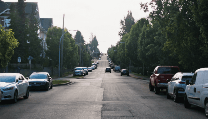 A neighborhood street, that you might want to visit when looking at homes.