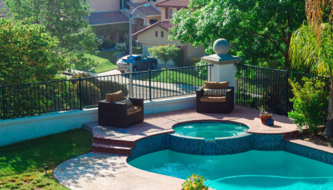 A pool and hot tub combo that was put in as an exterior home improvement.