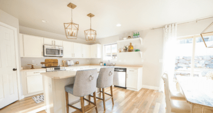 A kitchen in a home that has been remodeled.