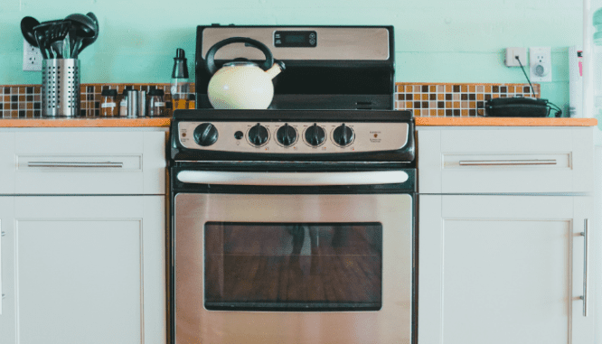 An appliance in a home that needs to be remodeled.