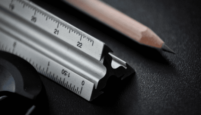 A ruler used to assess a property.