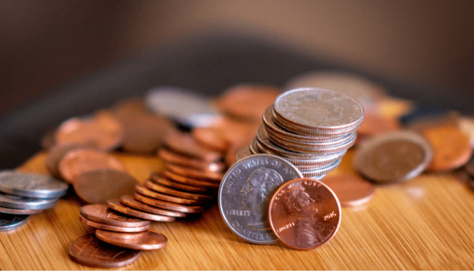 A pile of change used for down payment assistance in New Jersey.