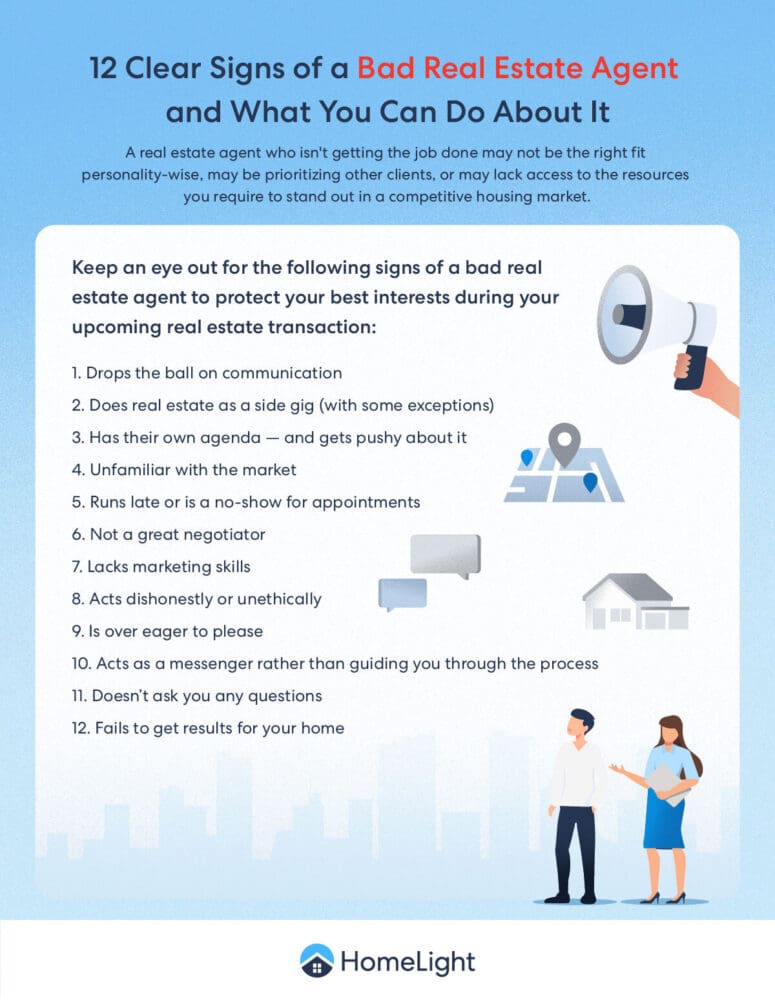 A HomeLight infographic about signs of a bad real estate agent.