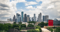 The skyline in Houston near the best neighborhood.