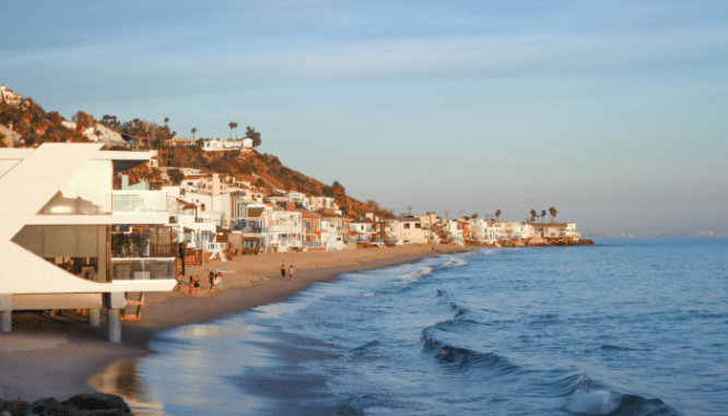 A beach full of celebrity luxury homes for sale.