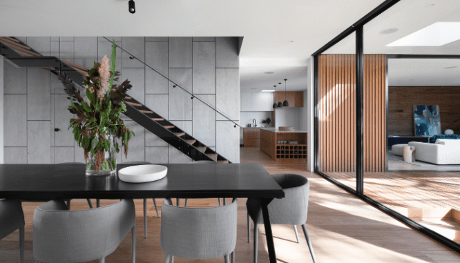 A home interior that exemplifies contemporary house design.