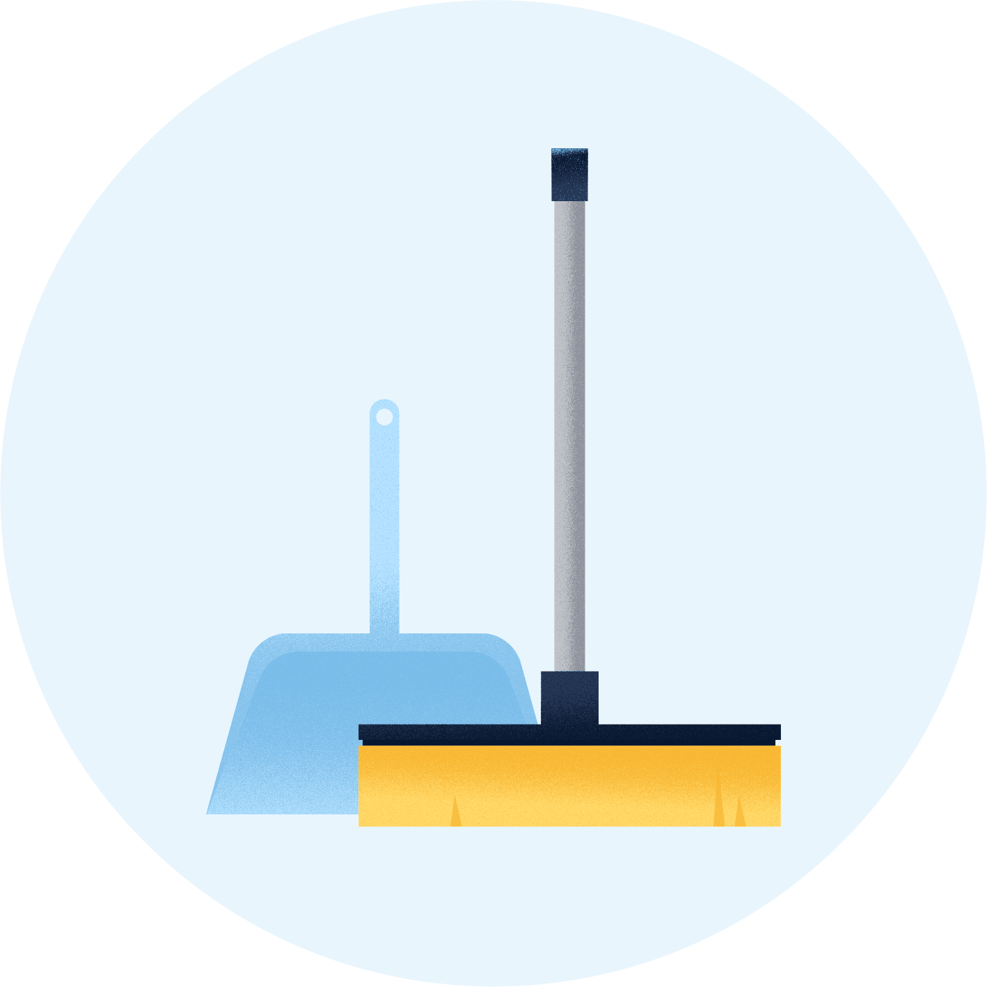 an image of a broom and dust pan that represents step 3