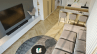 Wood flooring throughout a house.