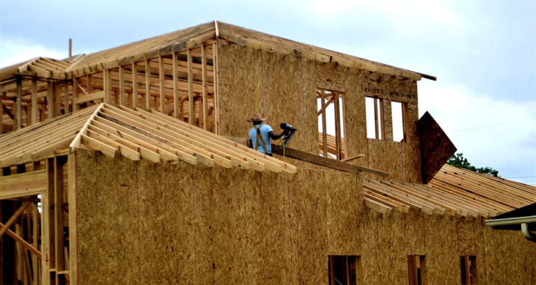 New home under construction.