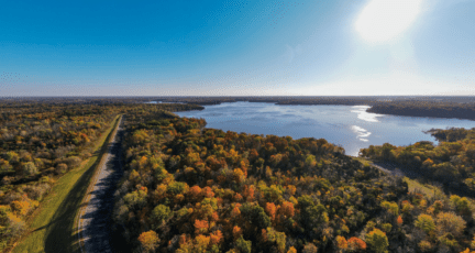 A lake in Ohio near a house for sale.