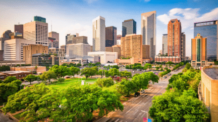 A downtown area of Houston Texas where you may wish to sell your home.