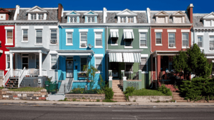 Colorful row houses highlighting curb appeal, a key home-selling factor in 2025