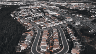 A neighborhood where you might go house hunting.