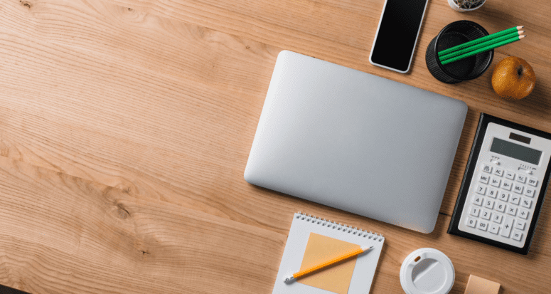 A desk used by a CPA to help real estate agents.