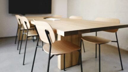 A table before a closing meeting.