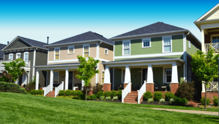 A row of houses which have been increasing in equity over the years