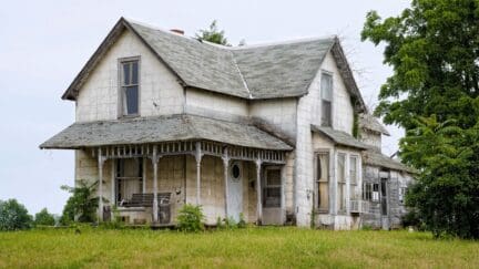 An image of an old house on the verge on being declared a condemned building