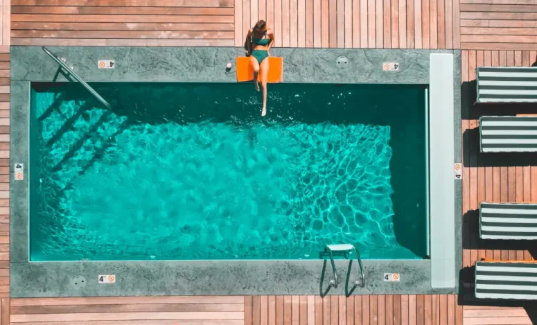 A photo of a swimming pool at a condominium community