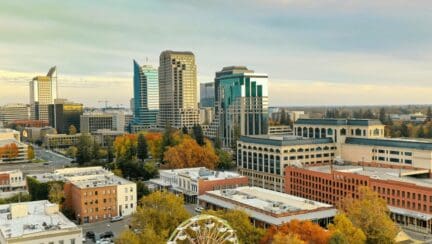 An aerial view of Sacramento, where you can sell your house to a We Buy Houses company.