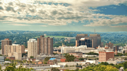 Aerial view of Syracuse where homeowners can sell to we buy houses companies