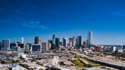 An aerial view of Dallas to represent top real estate brokerages