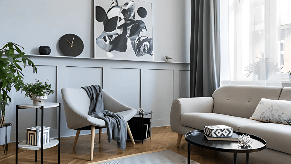 Modern staged living room to help sell a house fast in Tyler