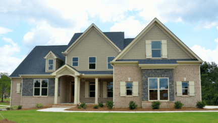 An image of a house listed for sale, with the owner looking up the cost to sell a home in Michigan.