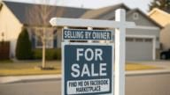 A for sale sign stating that the house is for sale on facebook marketplace