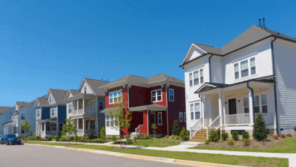 A photo of a neighborhood street to represent home buying myths