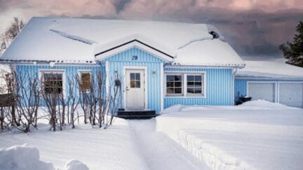 A home in a snowy, winter season