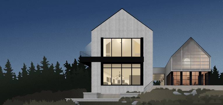 illustration of a home at dusk