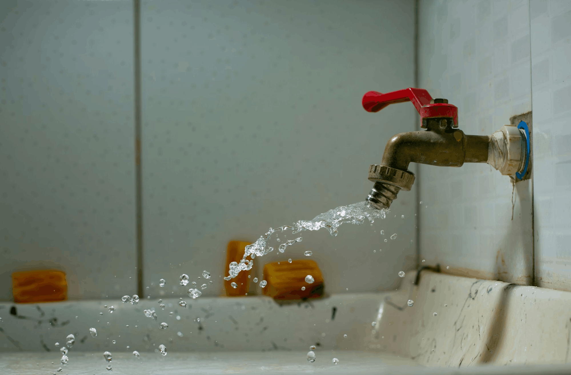 A photo of a faucet with a problem