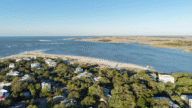 Aerial view of houses that can sell in foreclosure in Tybee Island