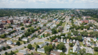 Aerial view of Buffalo. where homes can sell for cash