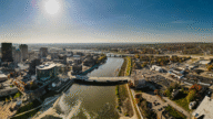 Aerial view of Dayton, where homes can sell for cash
